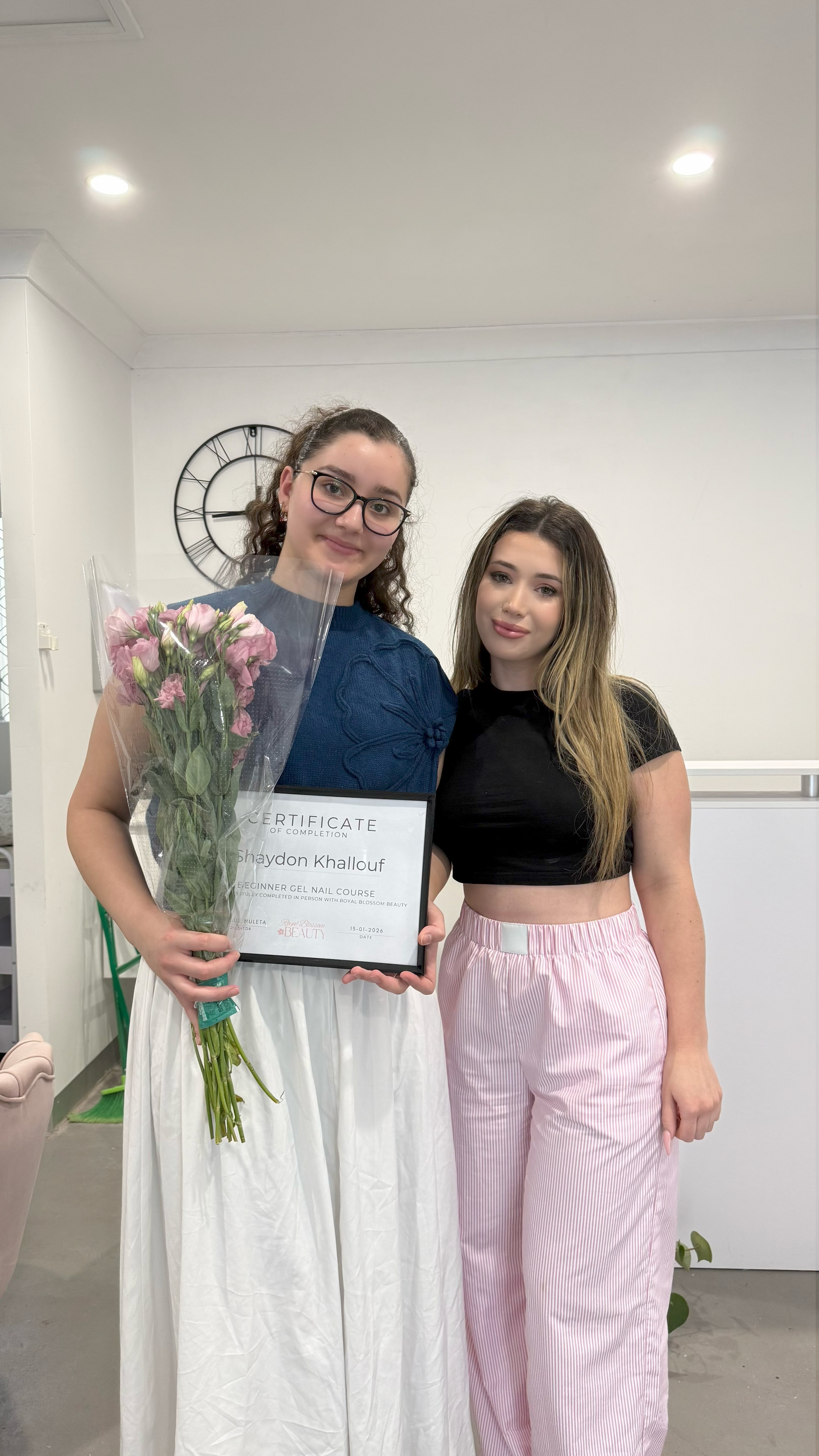 Beginner Gel Nail Course graduate with her certificate