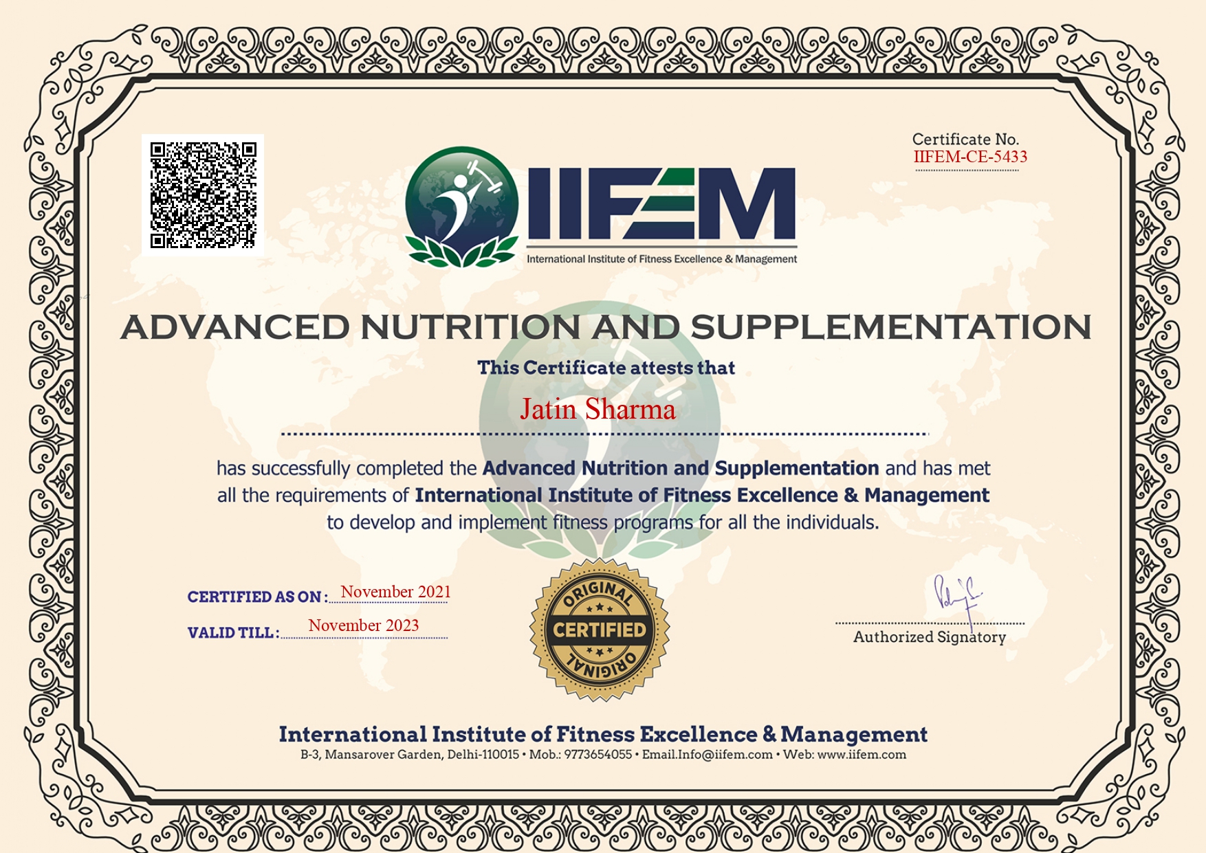 Nutritionist Certificate
