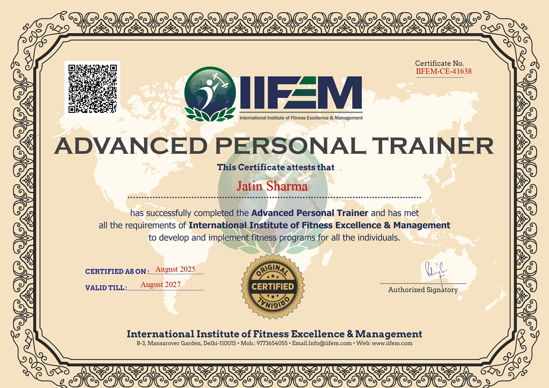Fitness Trainer Certificate
