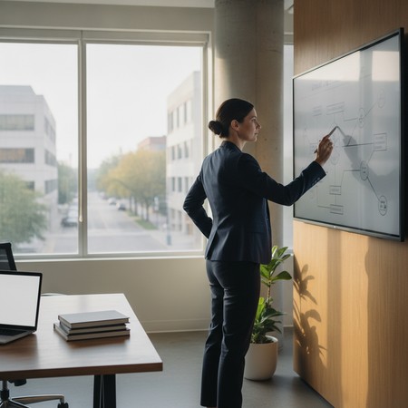 Business consultant reviewing growth strategy with Metro Detroit owner