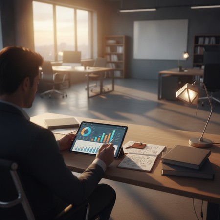 Business consultant reviewing growth strategy with Metro Detroit owner