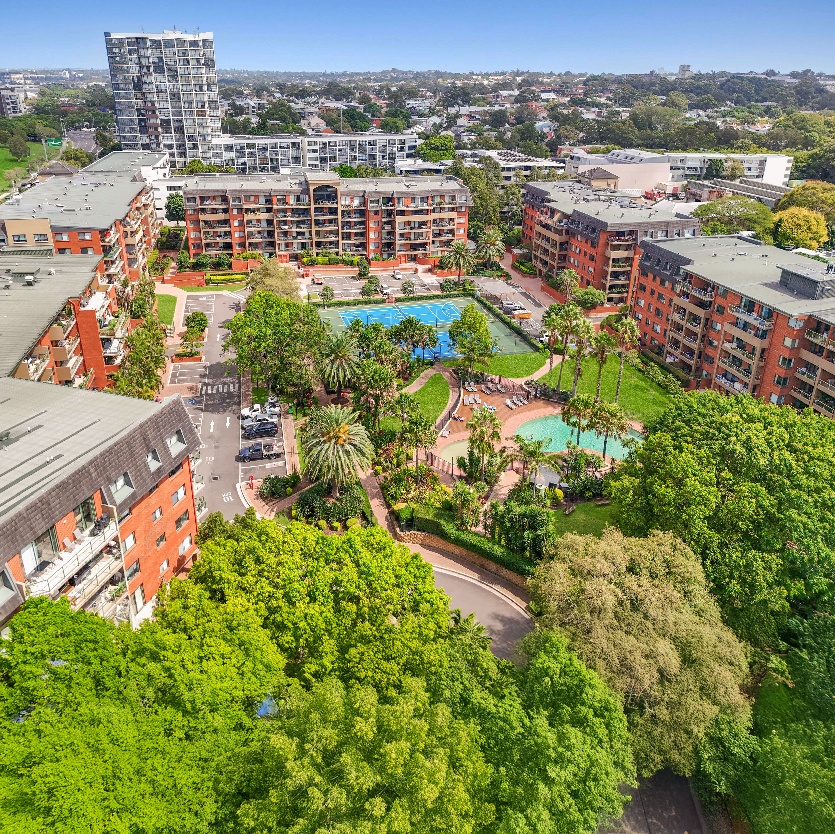 Aerial view of Sydney Park Village