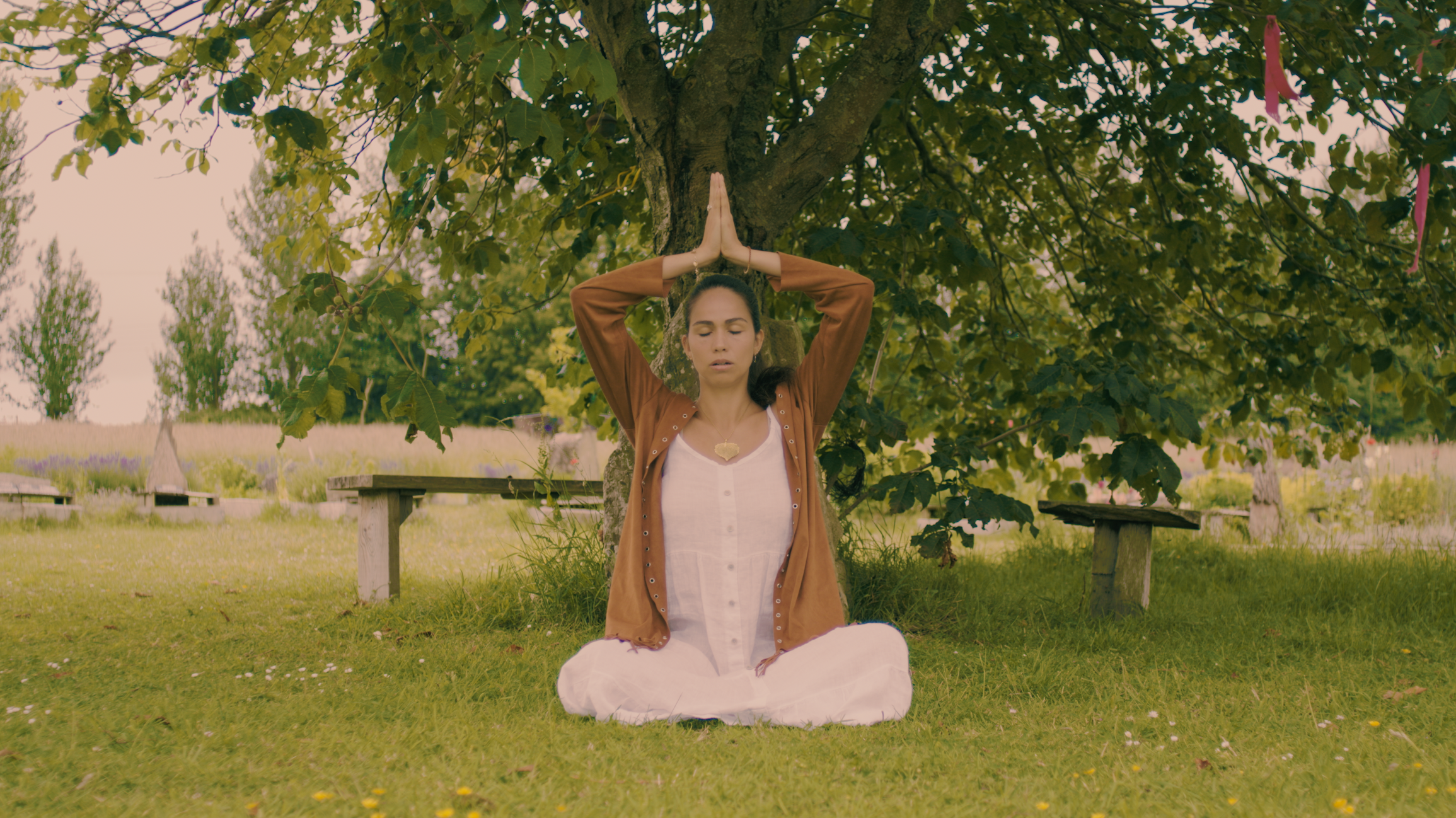 Courtney practicing Primordial Breath beneath an Oak
