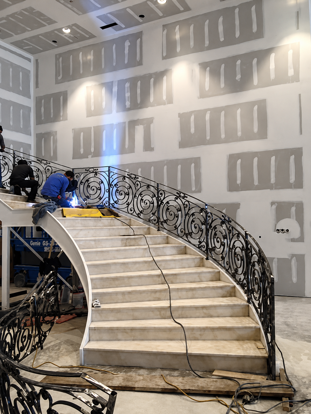 Starting the building phase of the staircase