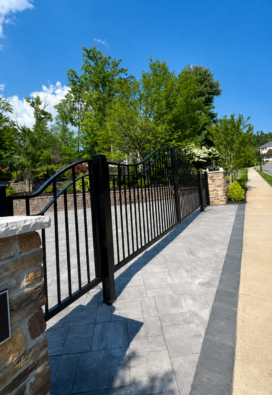 Finished custom driveway gates showcasing clean lines and durability