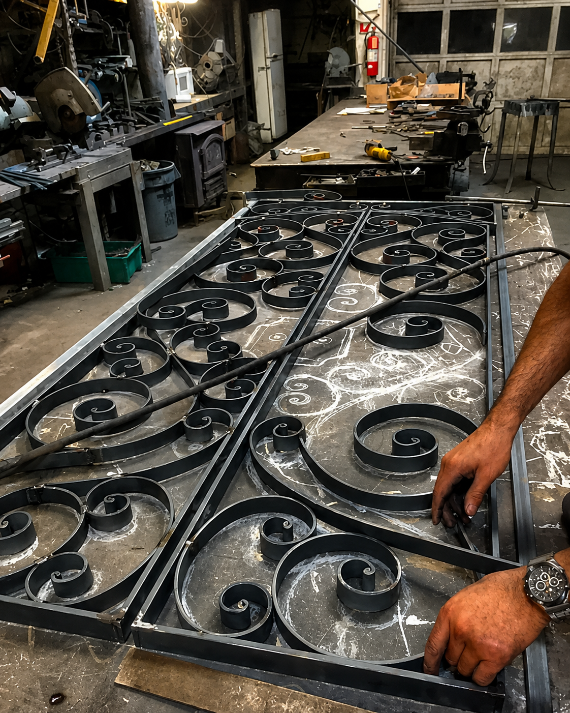 Handcrafted fabrication of custom ironwork at the Paterson Iron Works shop