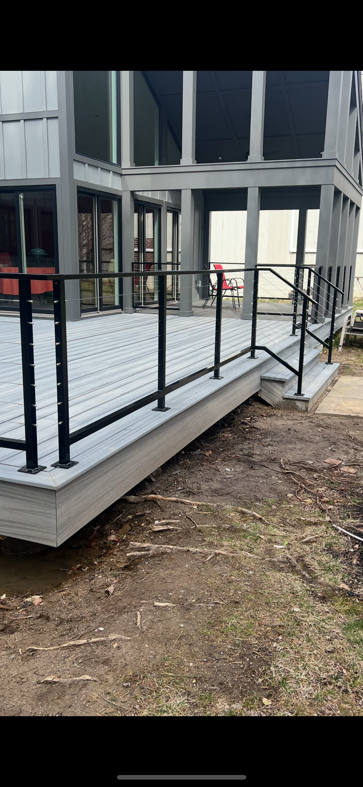 Modern Black Cable Deck Railing by Anthony Cacciola