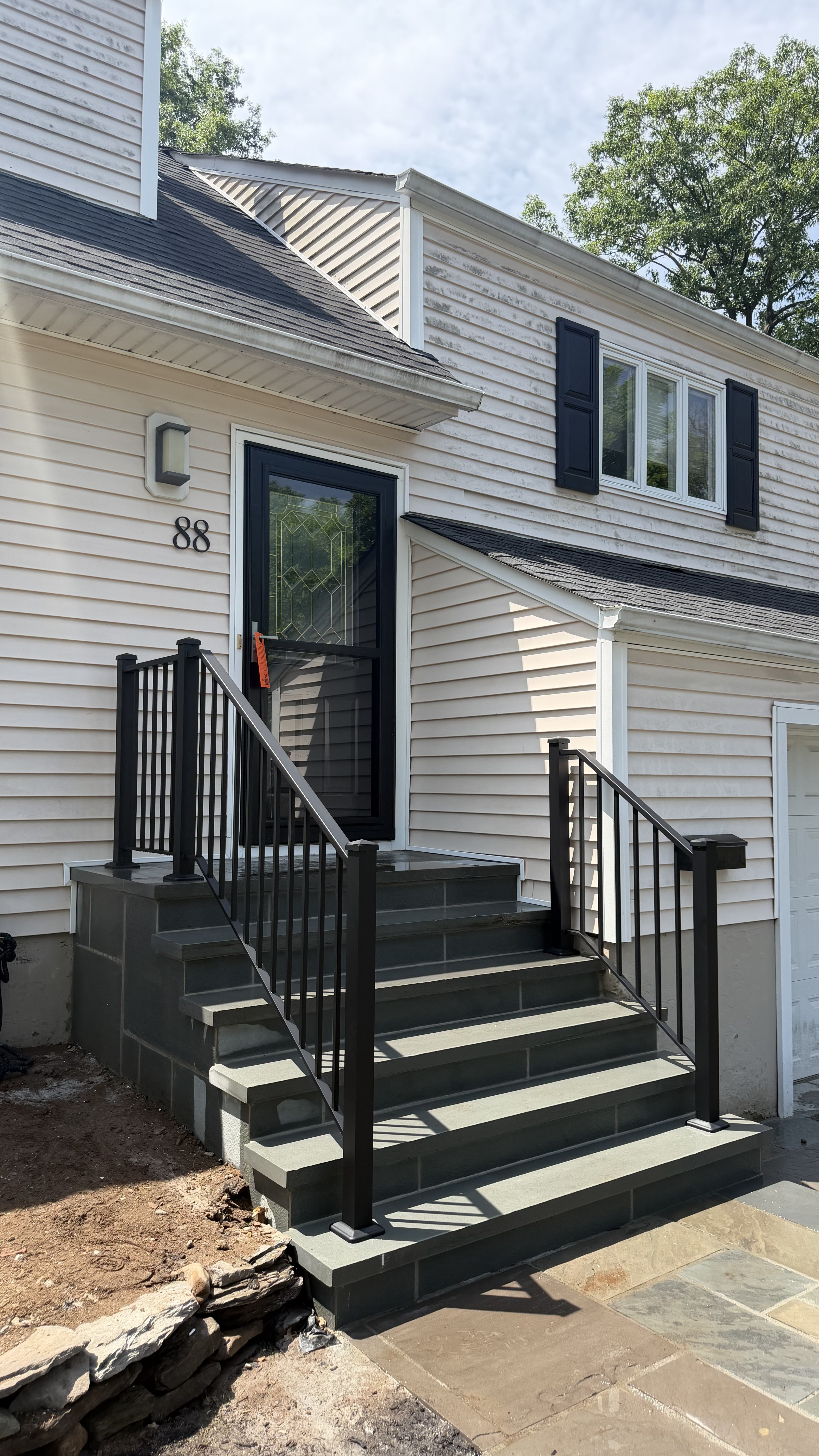Black Aluminum Front Entry Railing by Anthony Cacciola