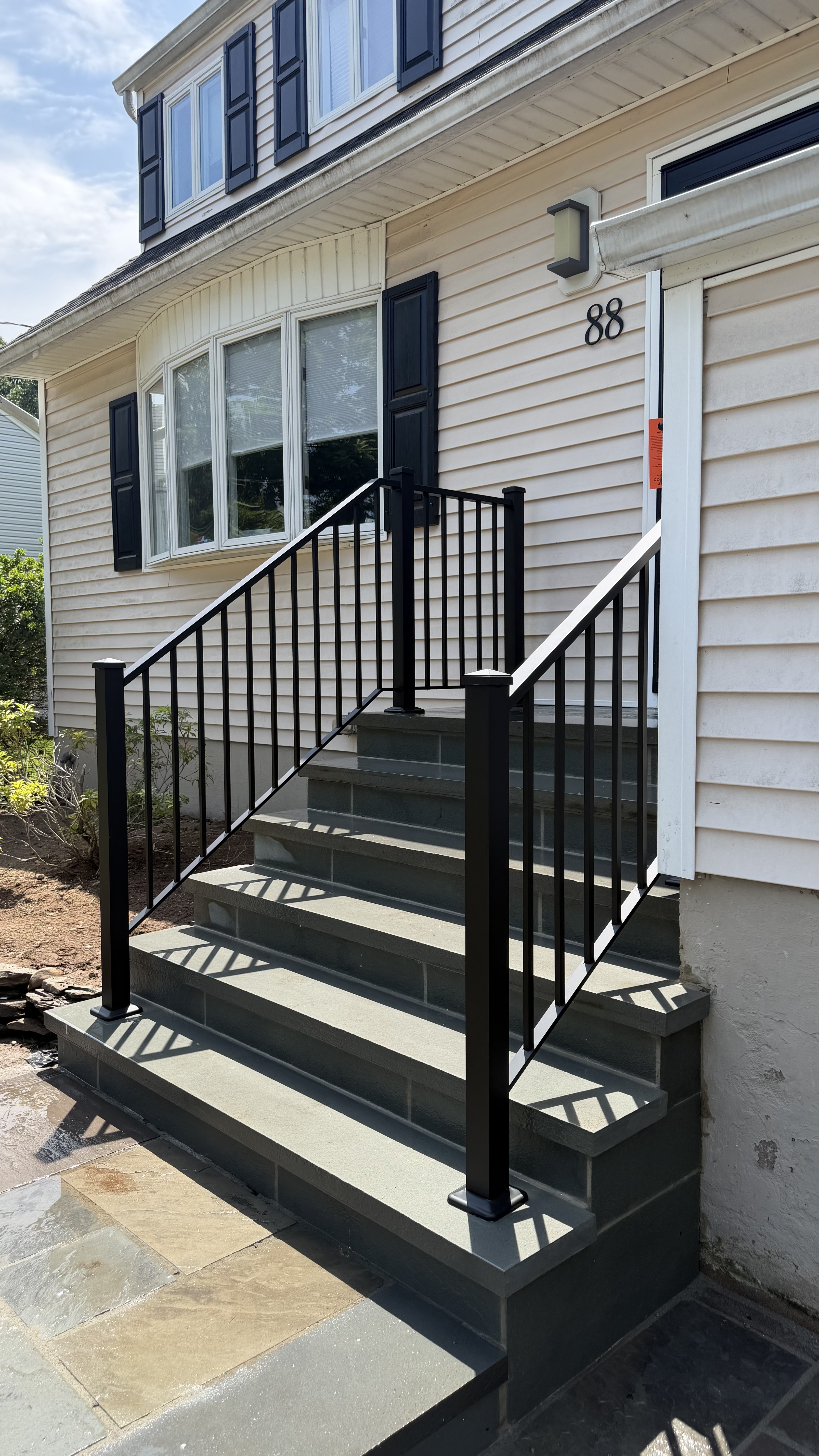 Black Aluminum Front Entry Railing by Anthony Cacciola