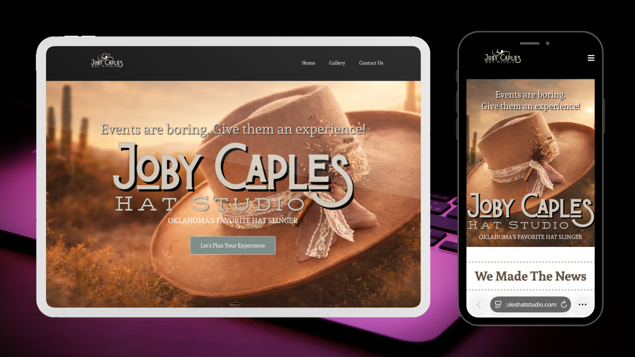 Joby Caples Hat Studio website design