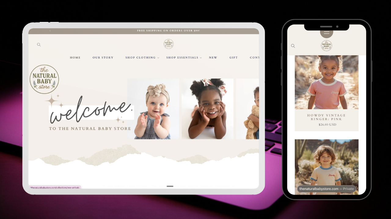 The Natural Baby Store website design