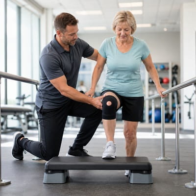 Knee pain physical therapy for arthritis, ACL rehab, and difficulty walking or climbing stairs