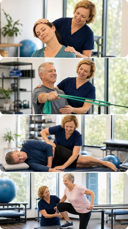 Physical therapist providing one-on-one treatment to a patient at Vitalize Physical Therapy & Sports Rehab in Manalapan
