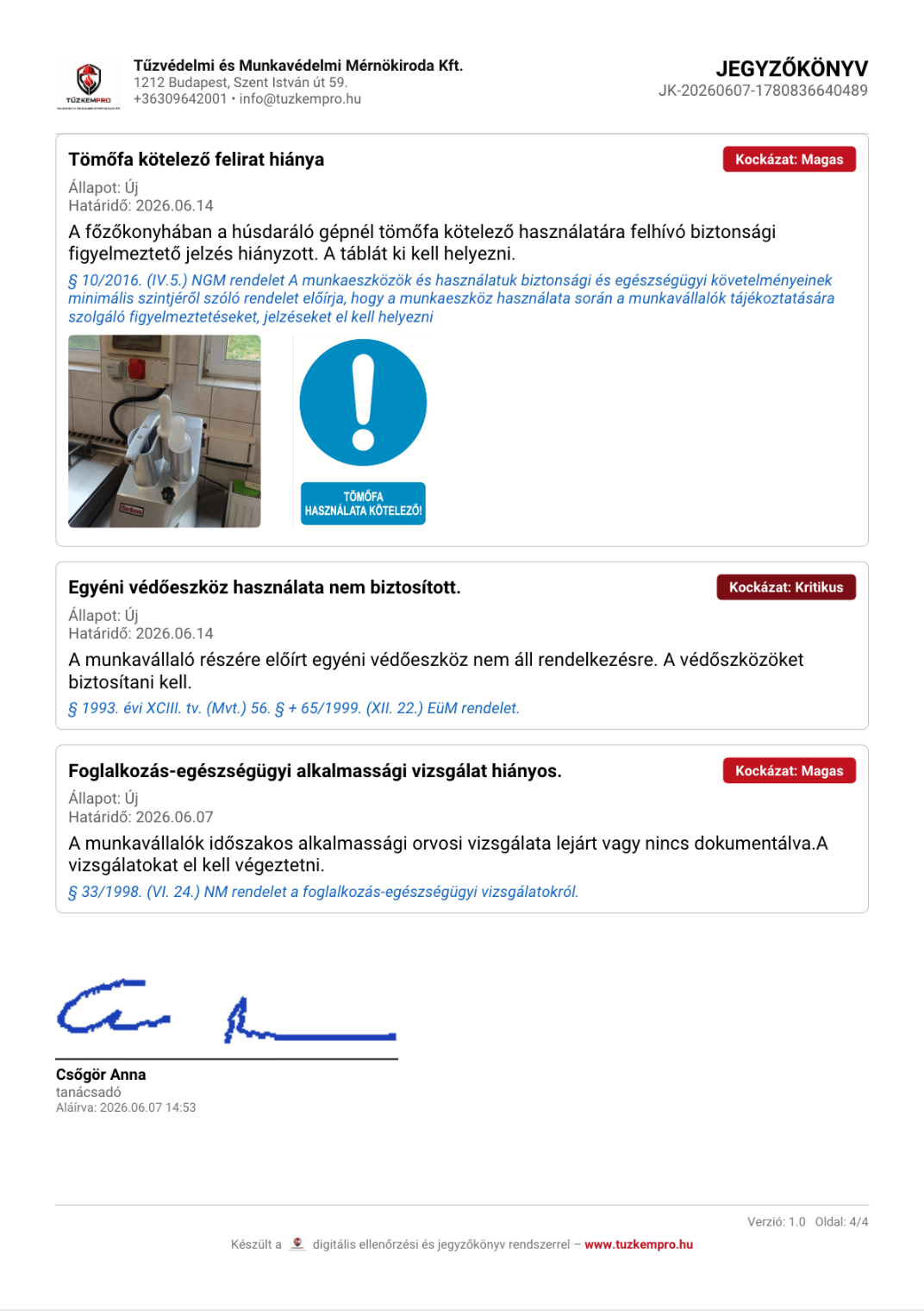 Minta jegyzőkönyv 4. oldal