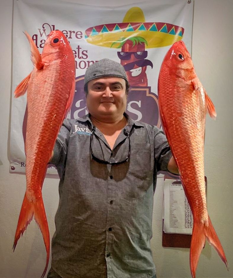 Seafood Isla Mujeres open-air courtyard with live music and seafood platters