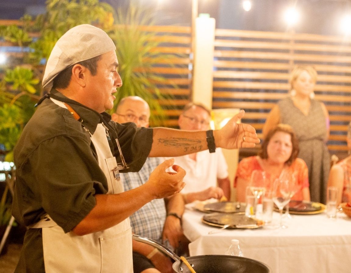 Guests dining during a live performance at Javi's Cantina