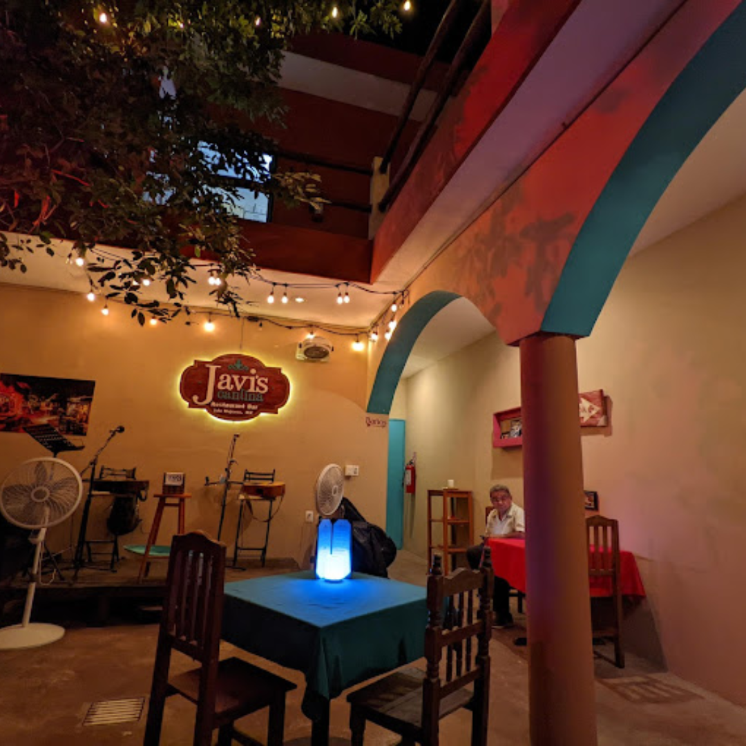 Live music in the open-air courtyard at Javi's Cantina