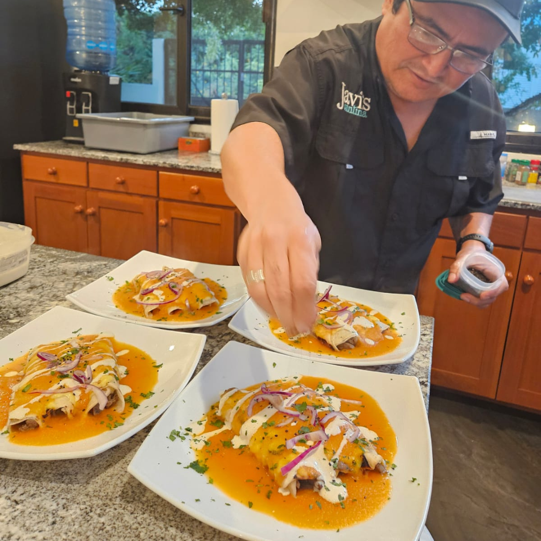 Private chef dining setup inside a villa in Isla Mujeres