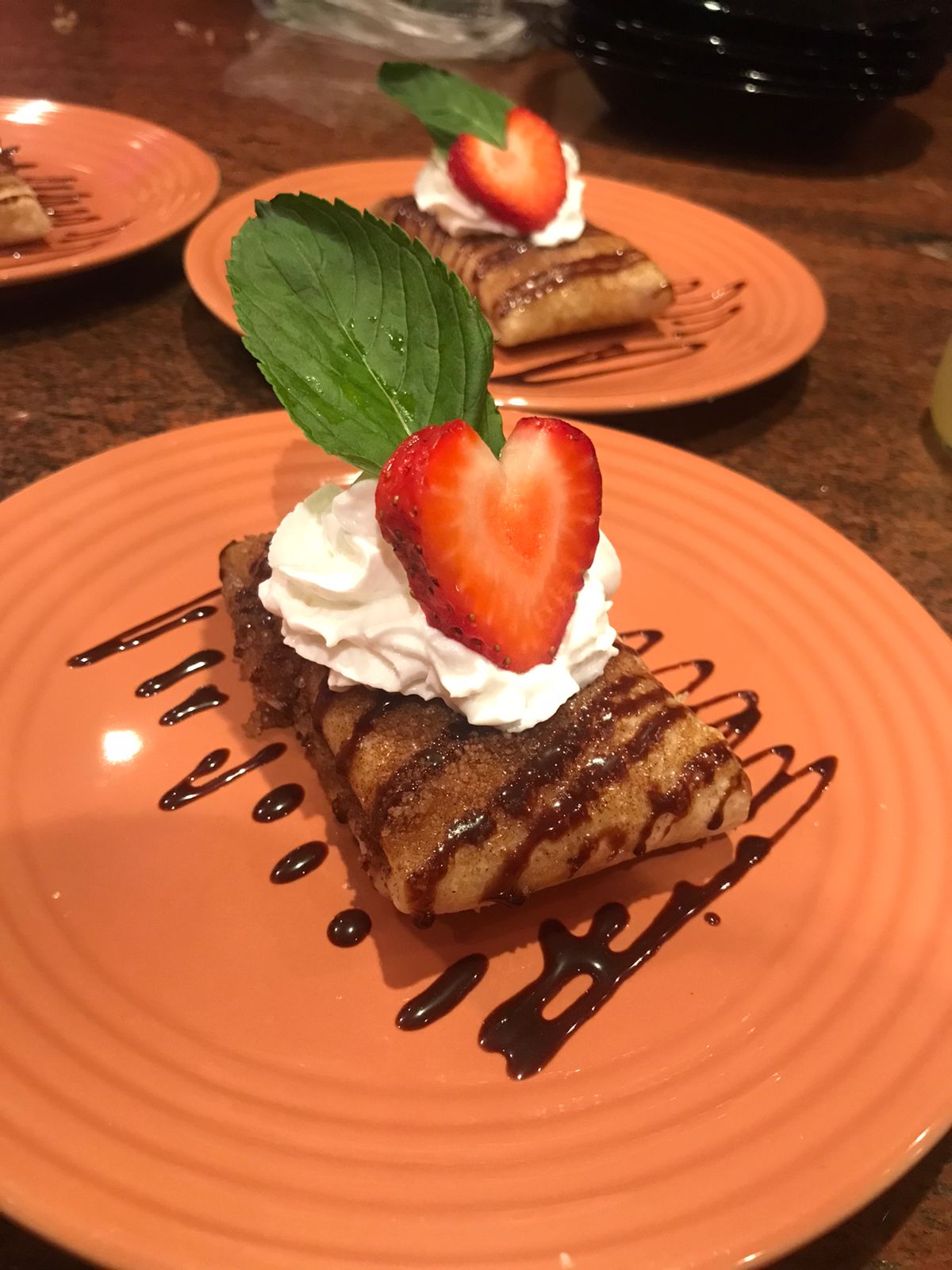 Desserts at Javi's Cantina Isla Mujeres — Flan and Ice Cream