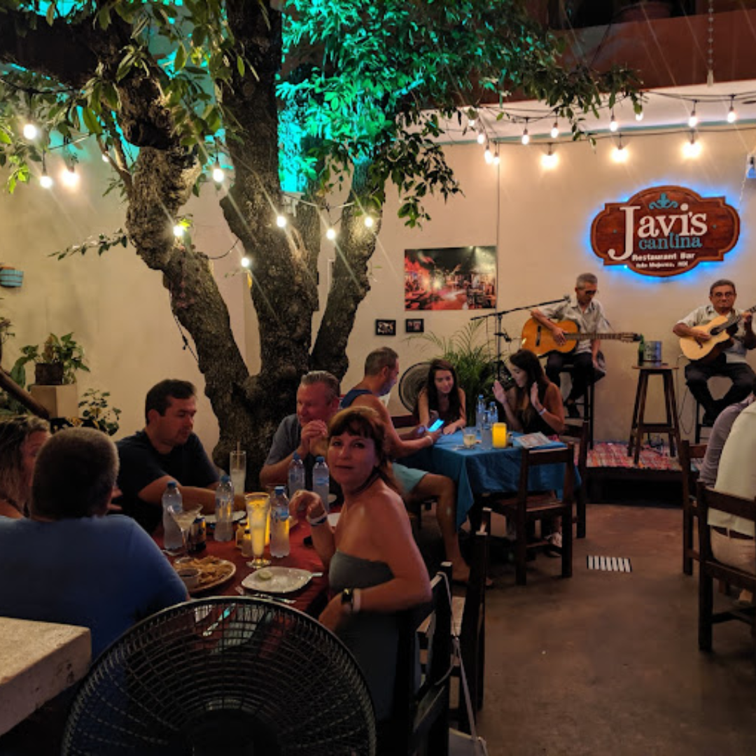 Live music in the open-air courtyard at Javi's Cantina