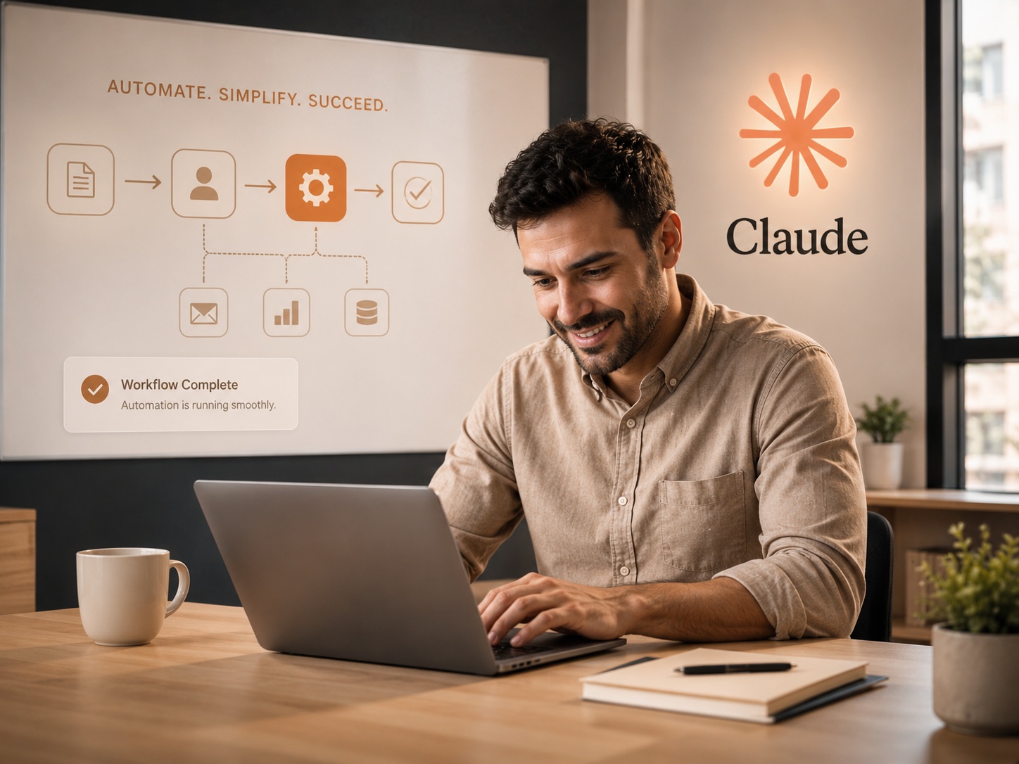شخص مرتاح شغّل Claude في عمله