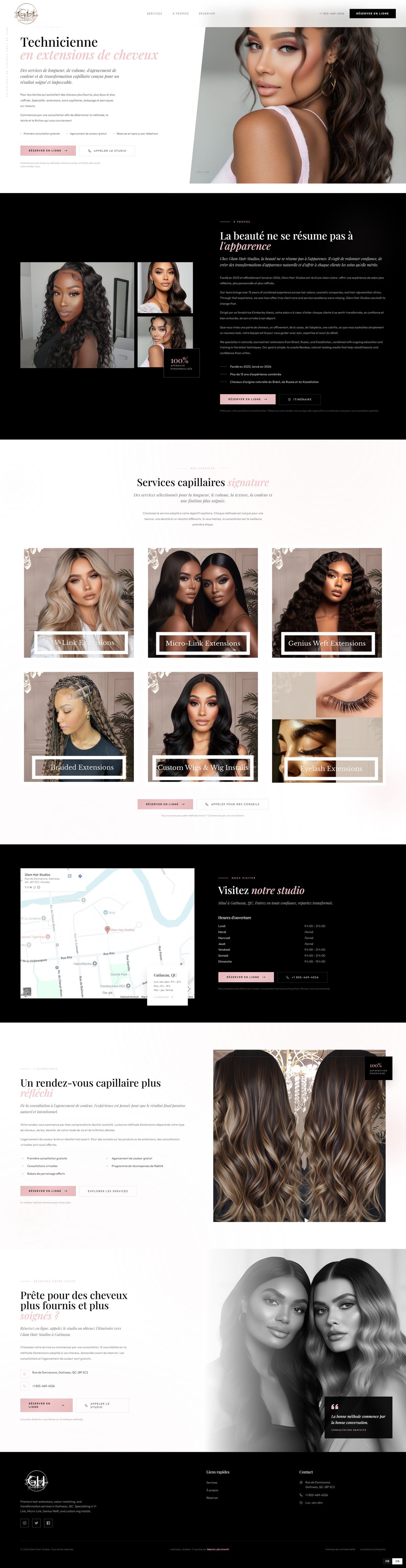 Site Glam Hair Studios — salon d’extensions de cheveux à Gatineau