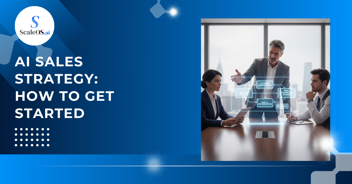 A team discussing an AI sales strategy while looking at a futuristic digital holographic chart in a conference room. A team discussing an AI sales strategy while looking at a futuristic digital holographic chart in a conference room.