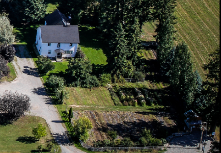 The garden and house from above