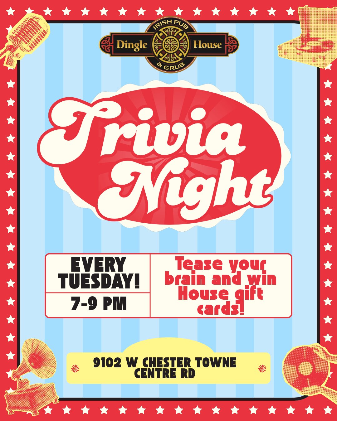 Trivia Night every Tuesday 7 to 9 PM, win House gift cards