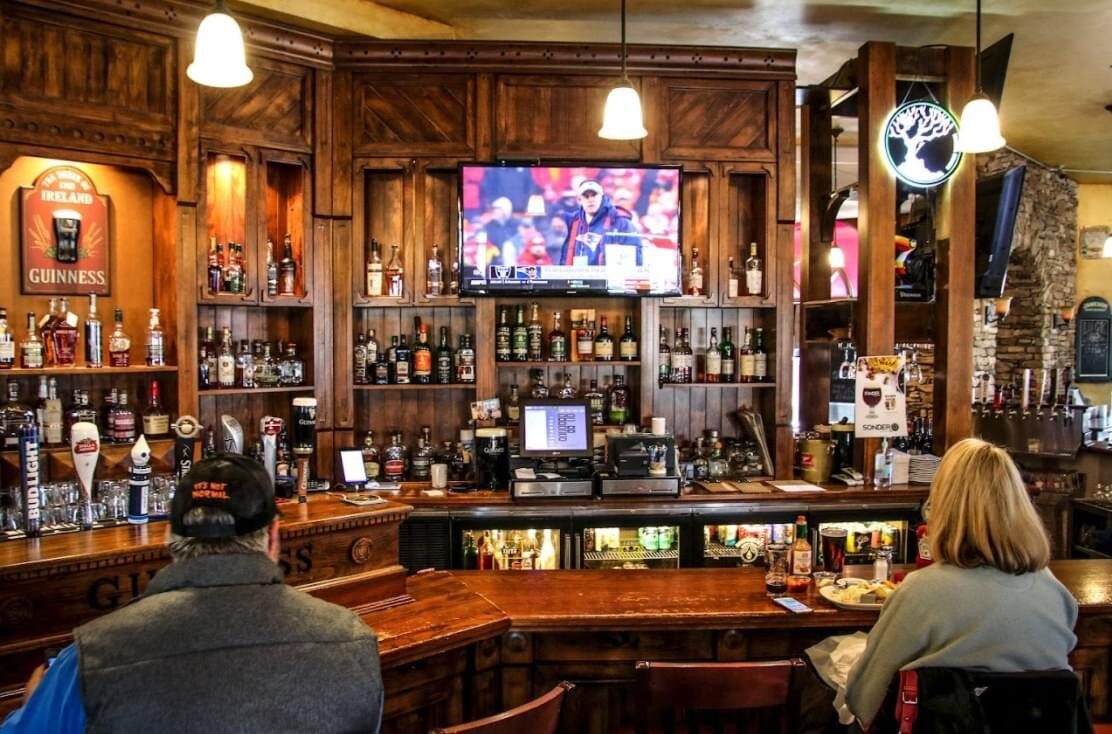 Guests at the bar watching the game