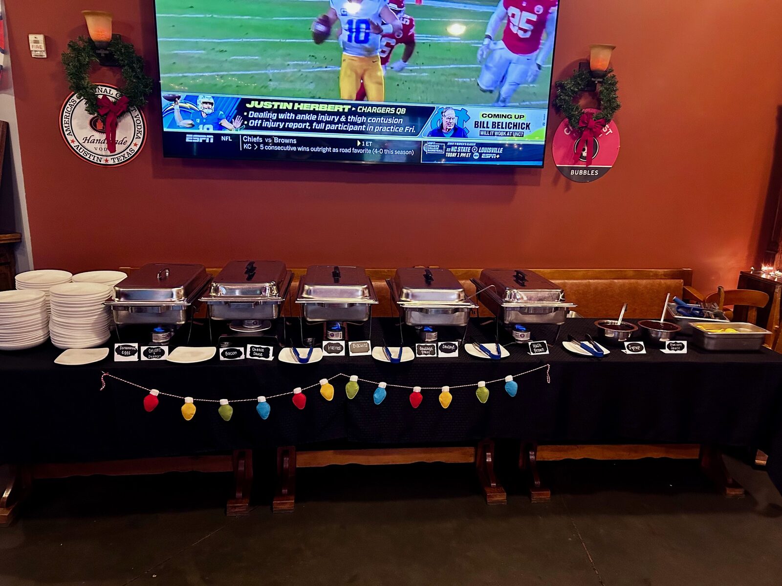 Buffet setup for a private event