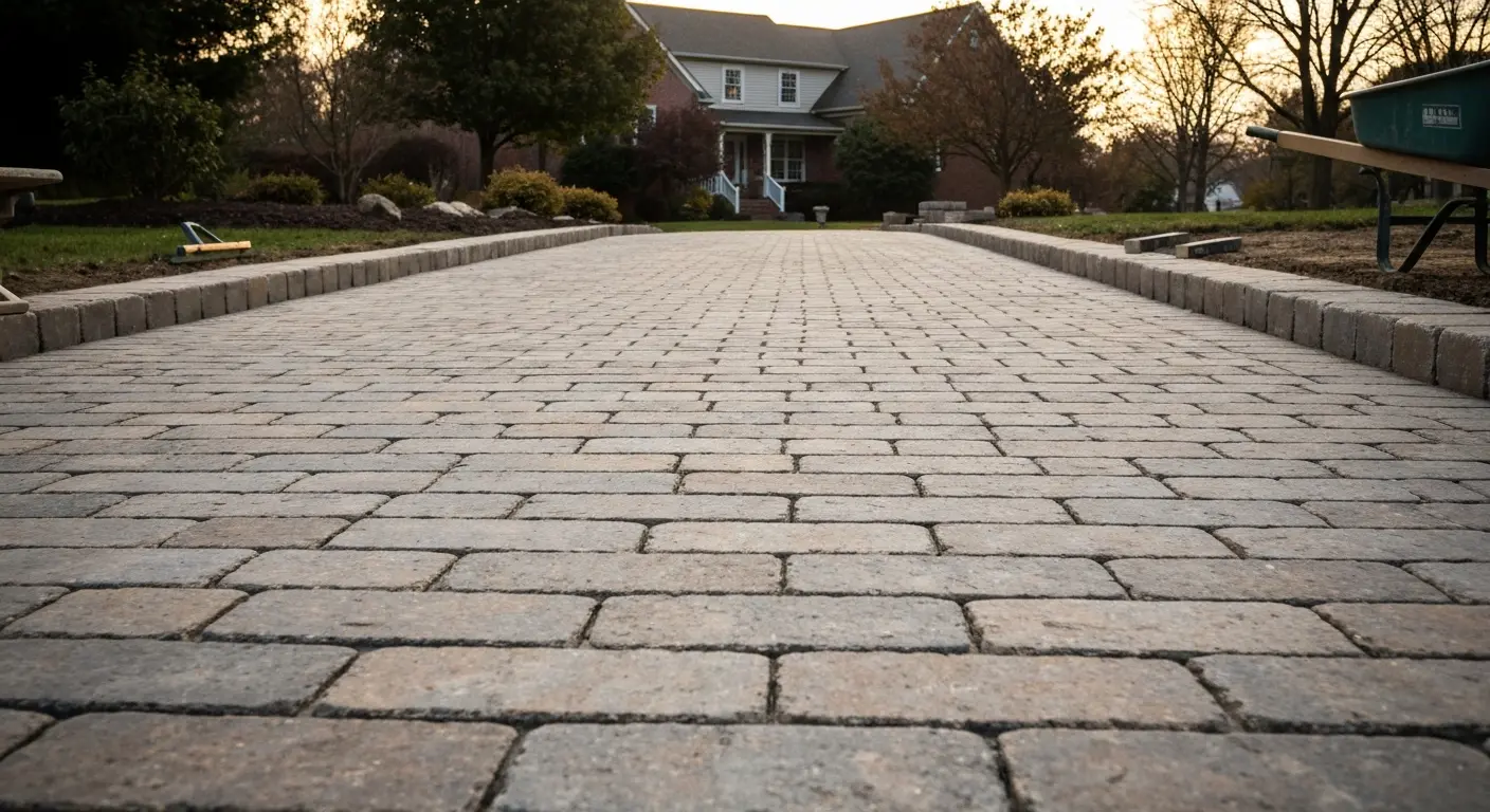Stone paving driveway