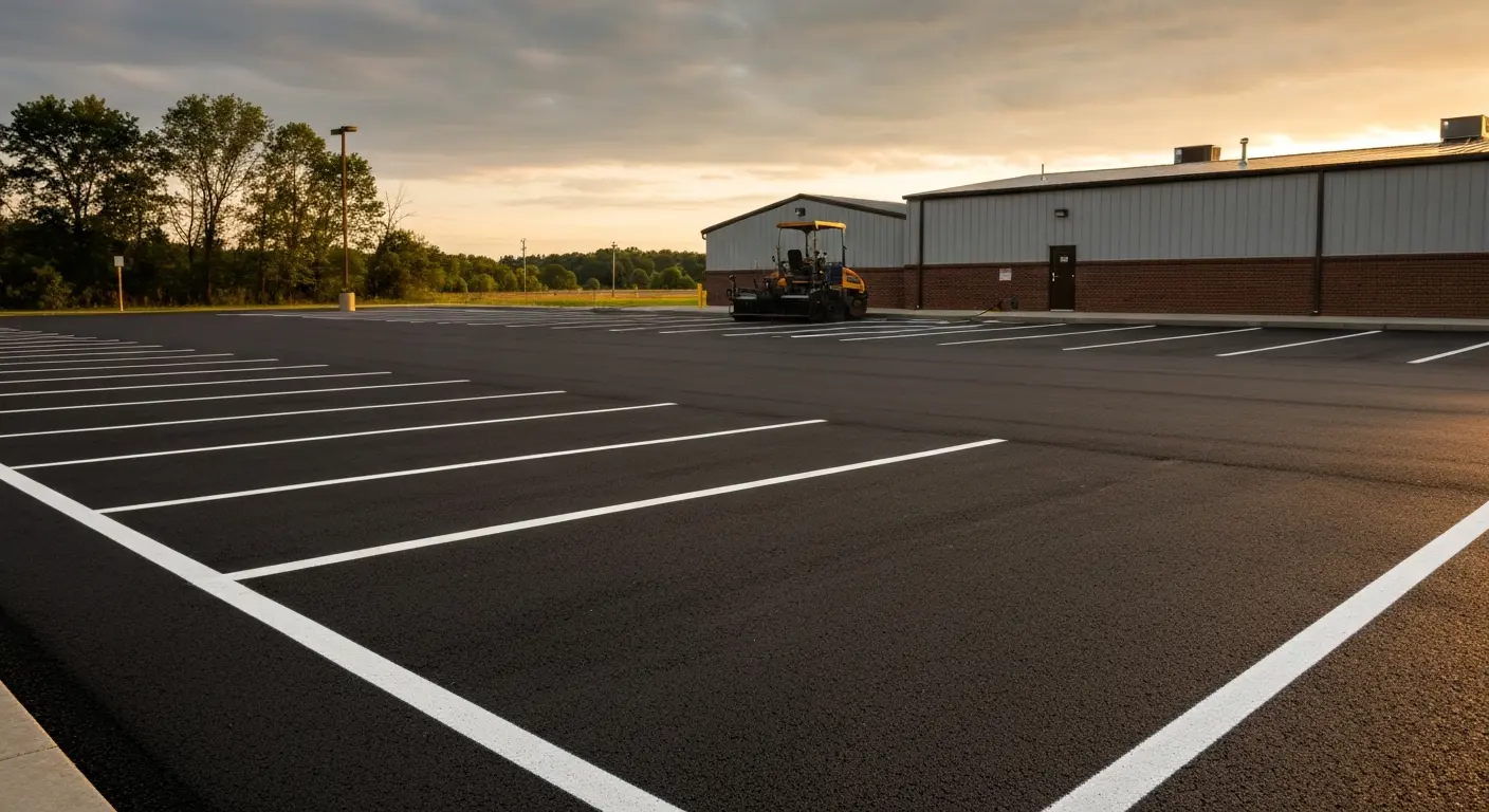 Commercial parking lot asphalt paving project