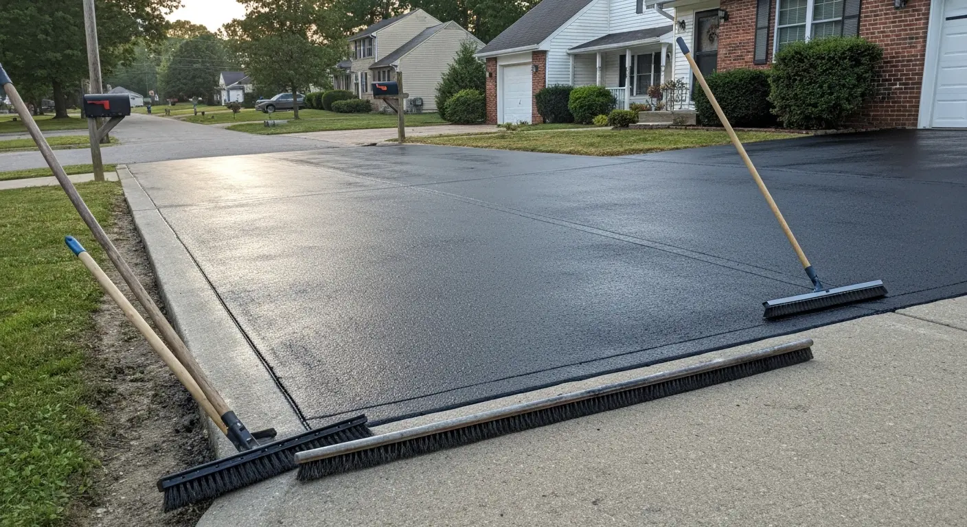Residential driveway seal coating
