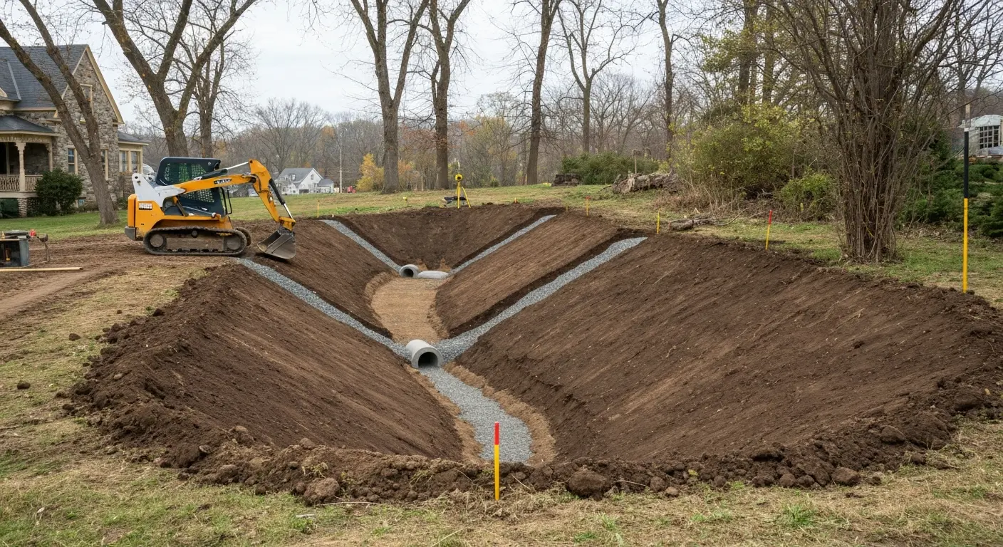 Slope work and drainage grading