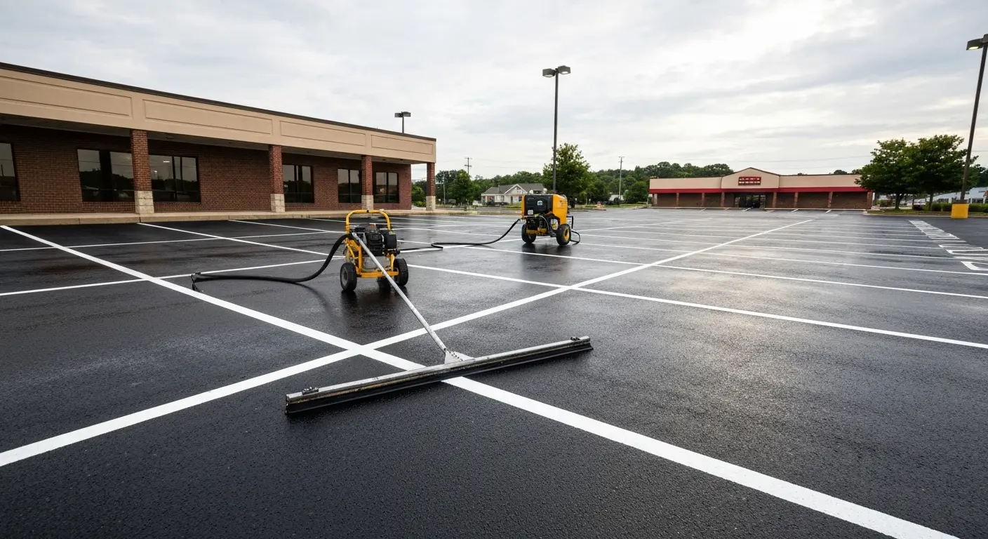 Commercial parking lot seal coating
