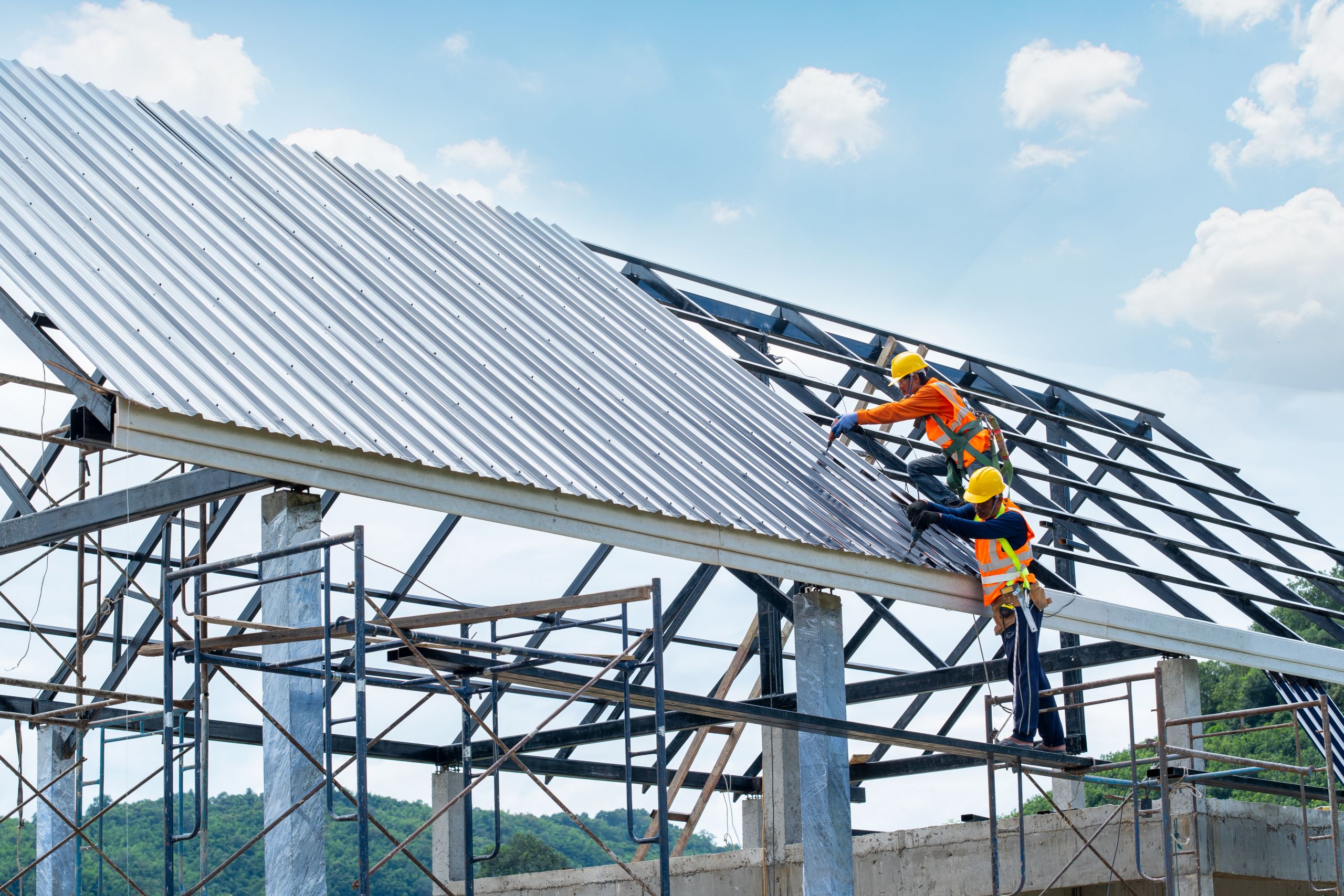 Commercial metal roofing installation