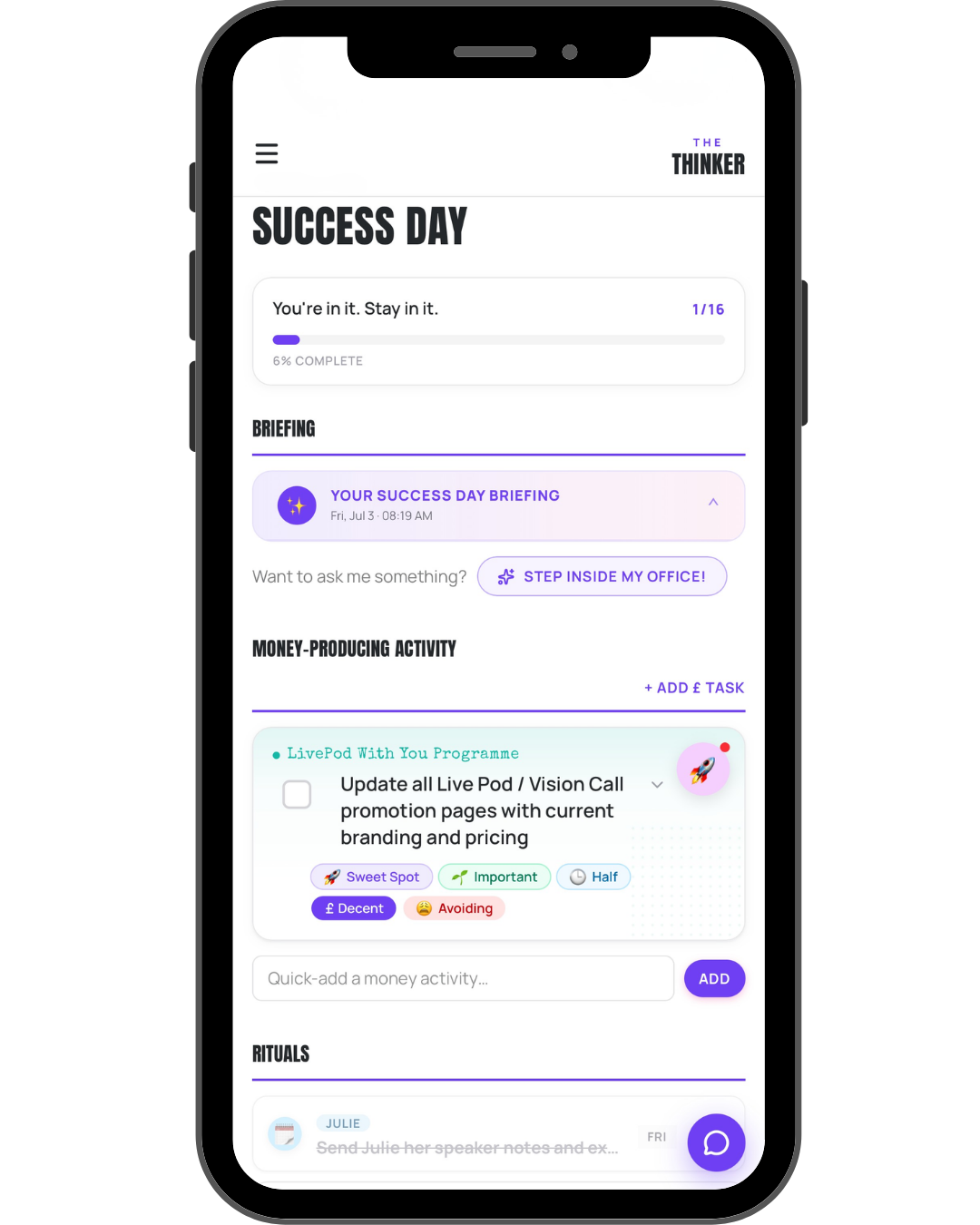 The Thinker's Success Day briefing