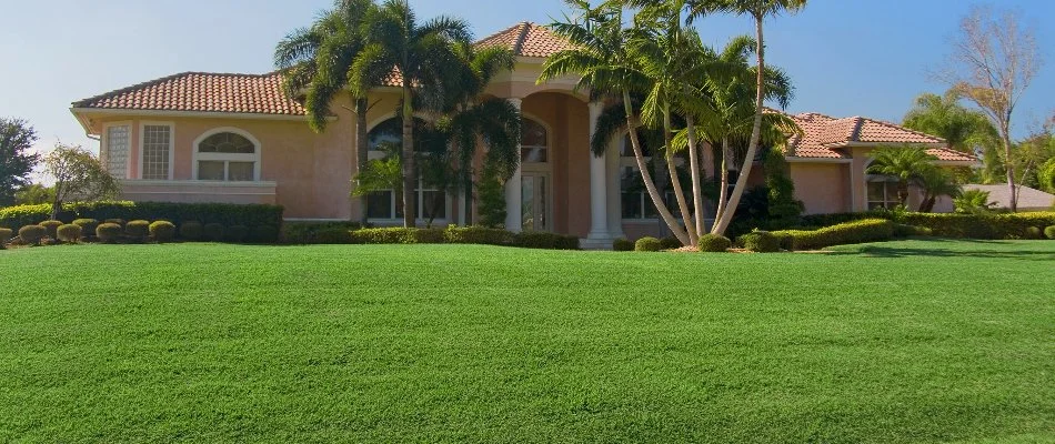 Professional lawn service in Deltona Florida with clean, well-maintained residential yard