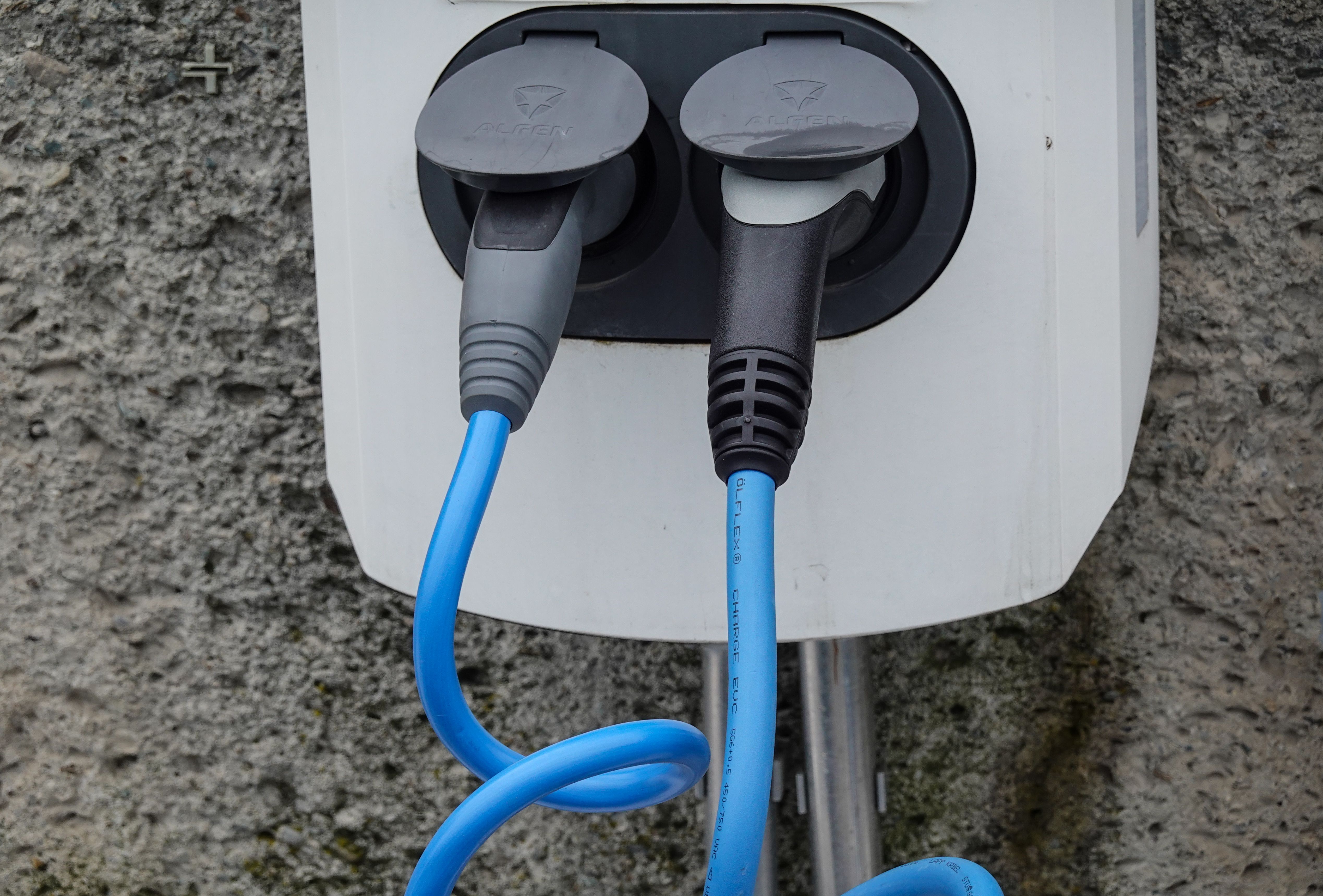EV charging station with charging cables