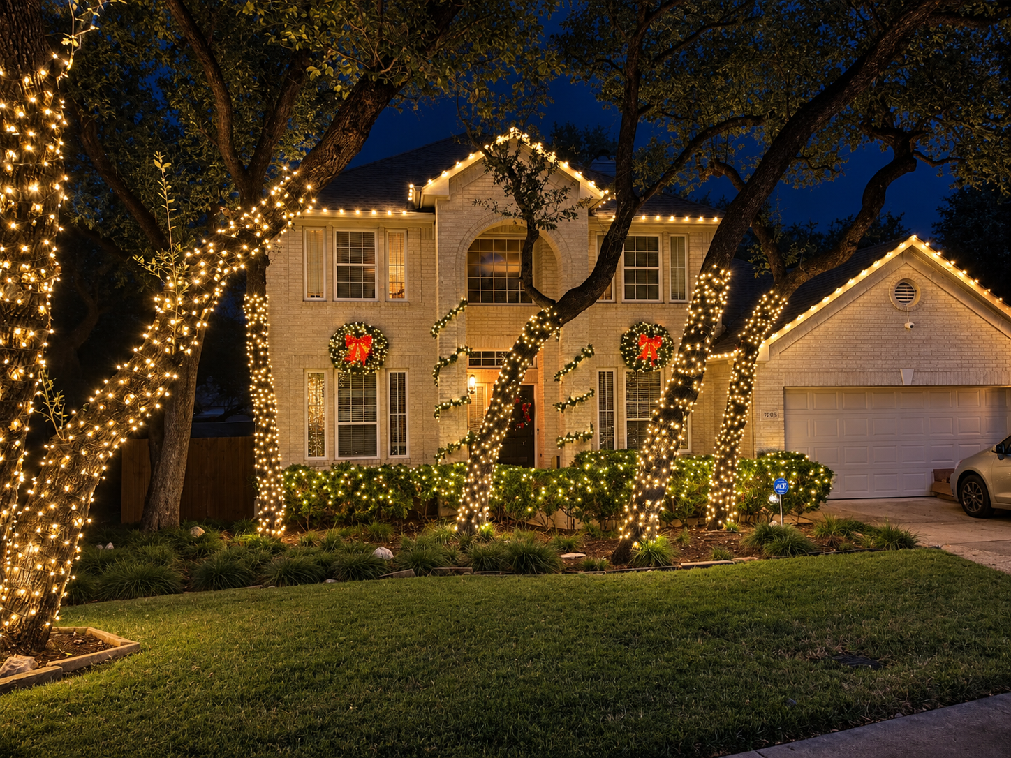 Real SoFresh Exterior Christmas lighting installation in Austin