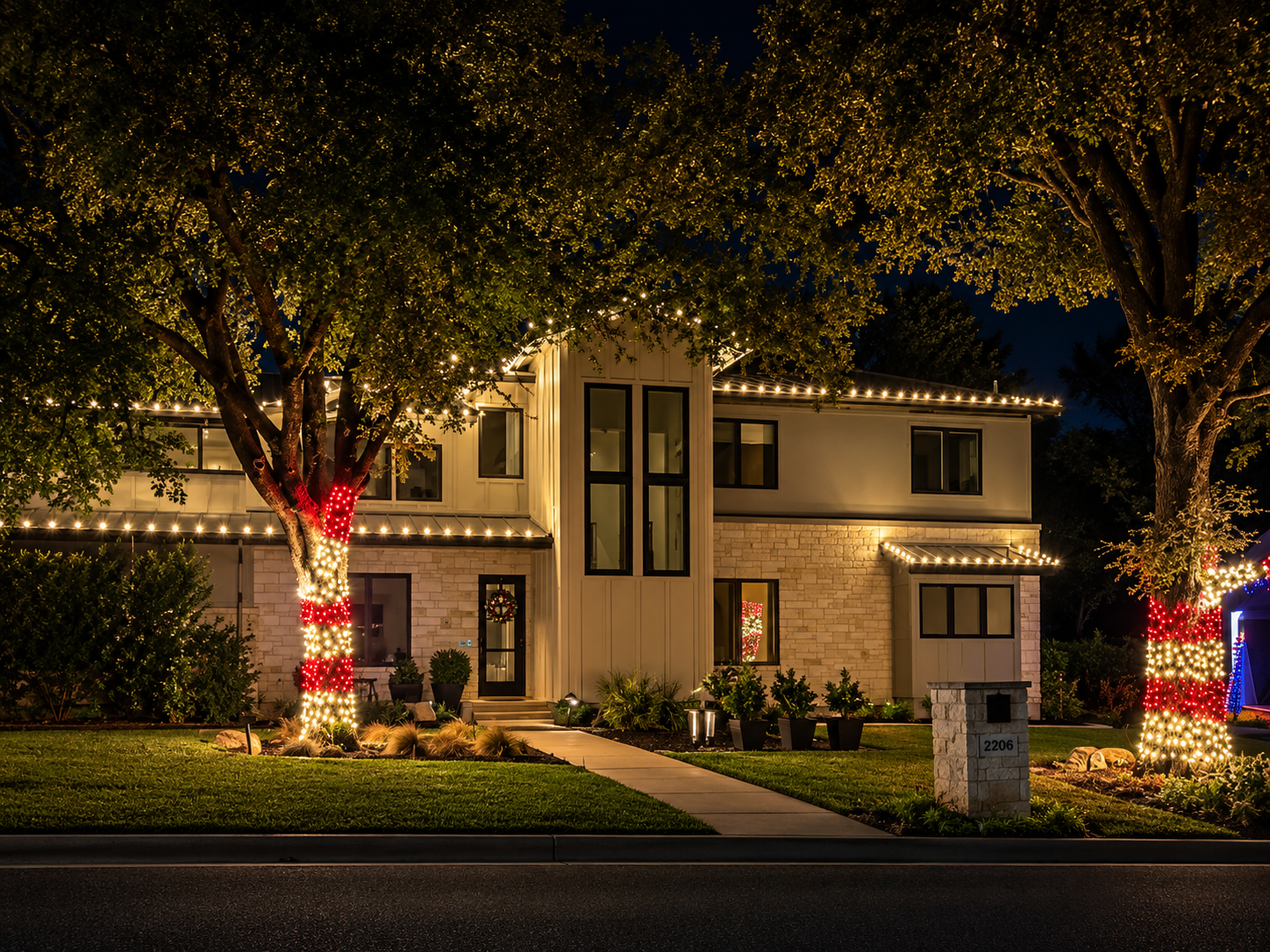 SoFresh Christmas lighting installation in Barton Hills