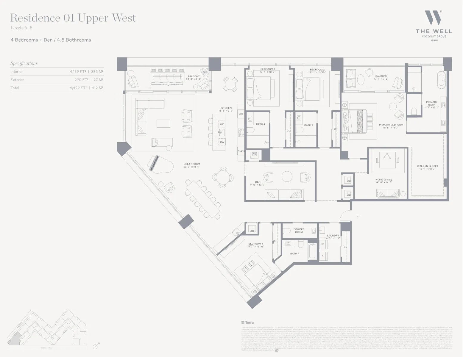 Floor plan of Residence 01 Upper West