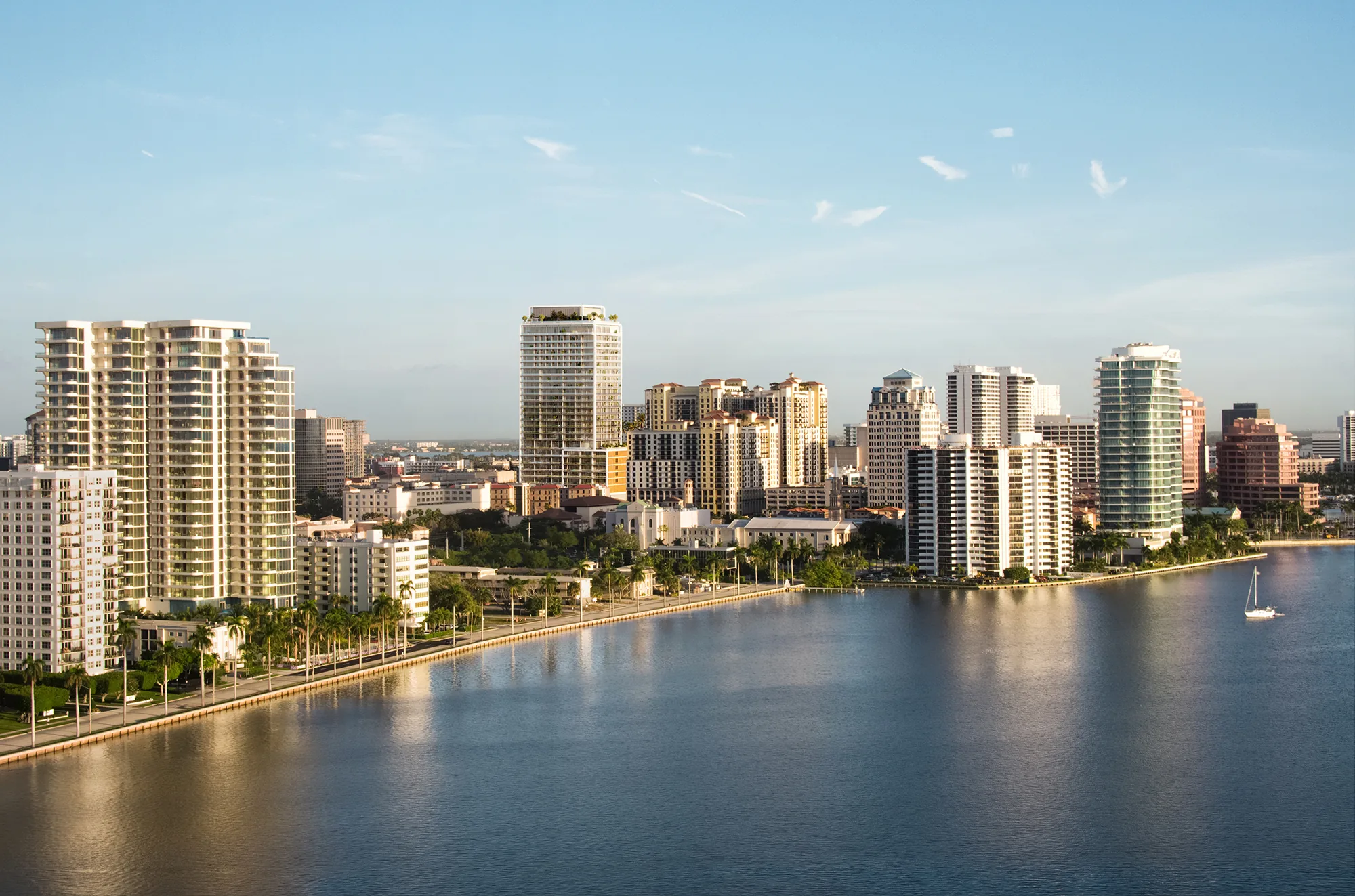 West Palm Beach skyline over the Intracoastal, with the Mr. C ...