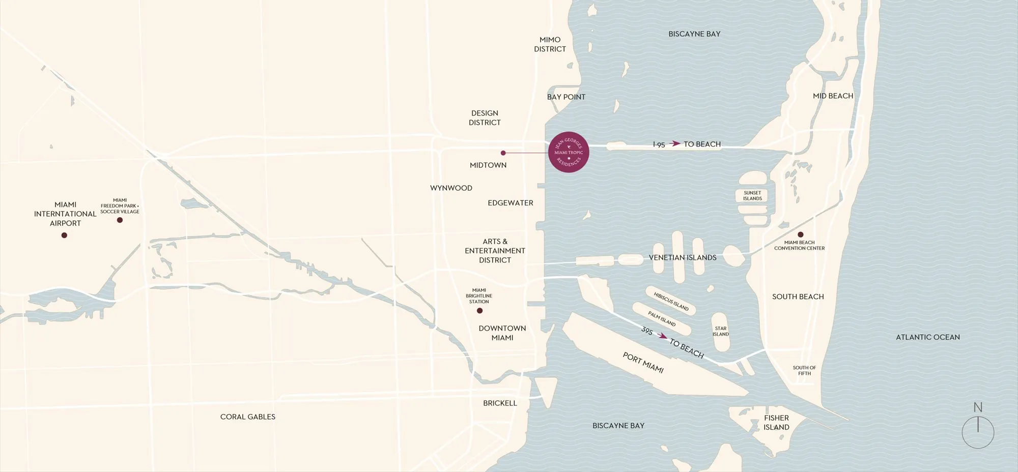 Official Miami map showing Miami Tropic between Midtown and the Design District