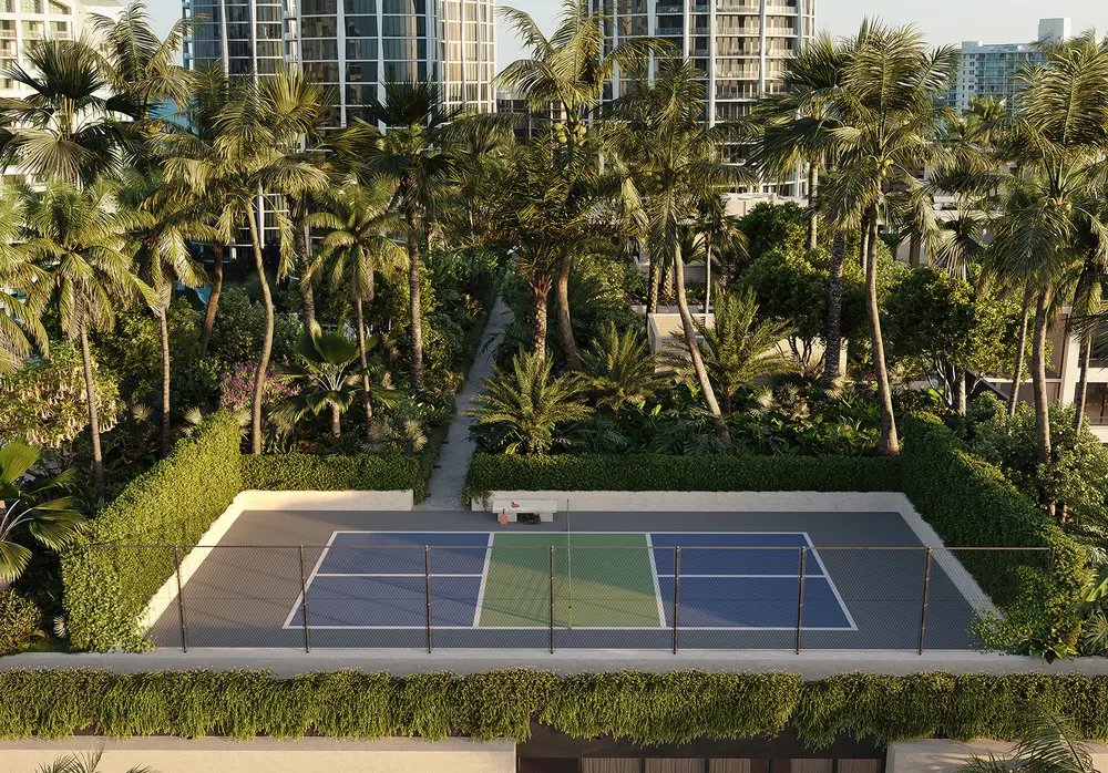 Rendering of the rooftop pickleball courts