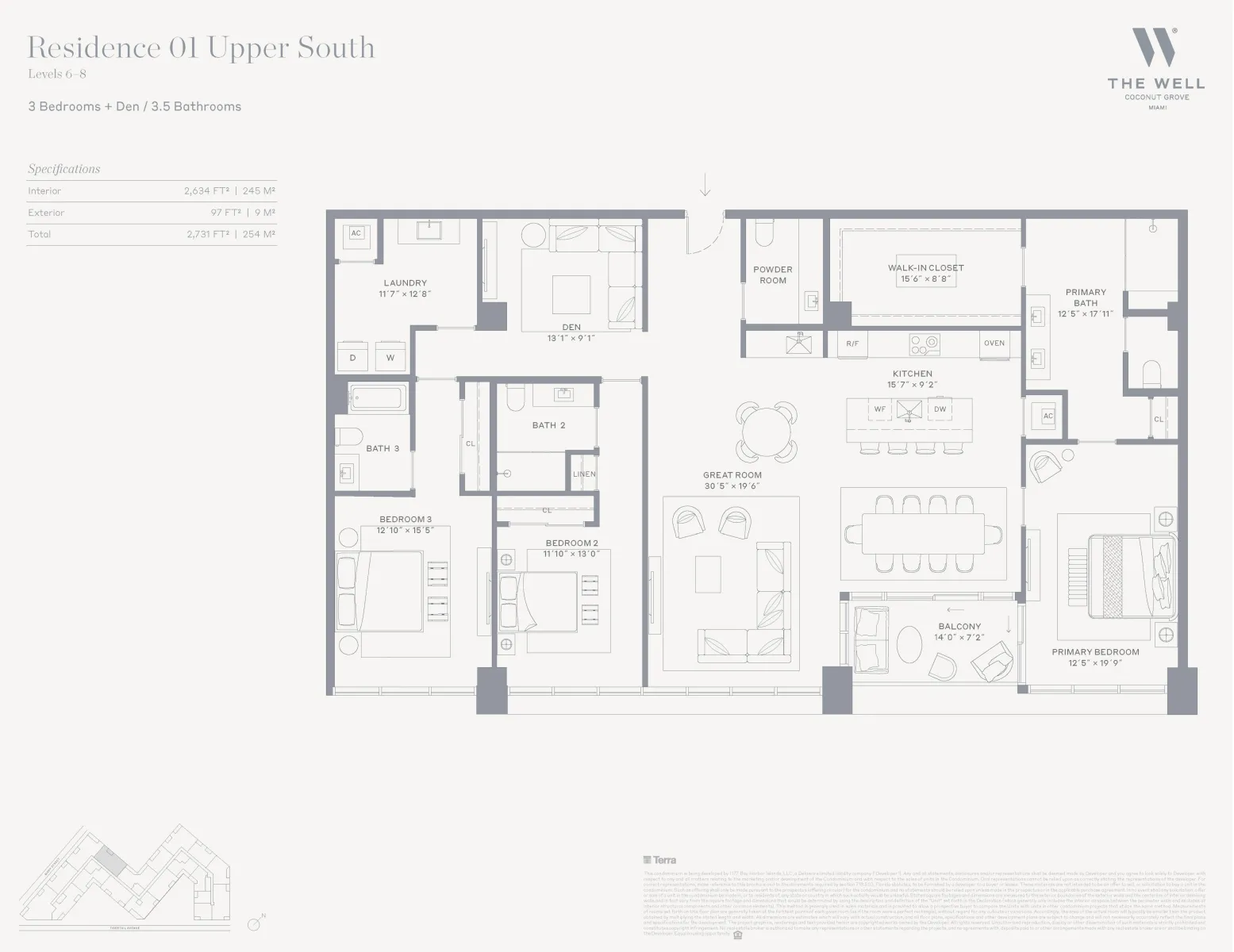 Floor plan of Residence 01 Upper South