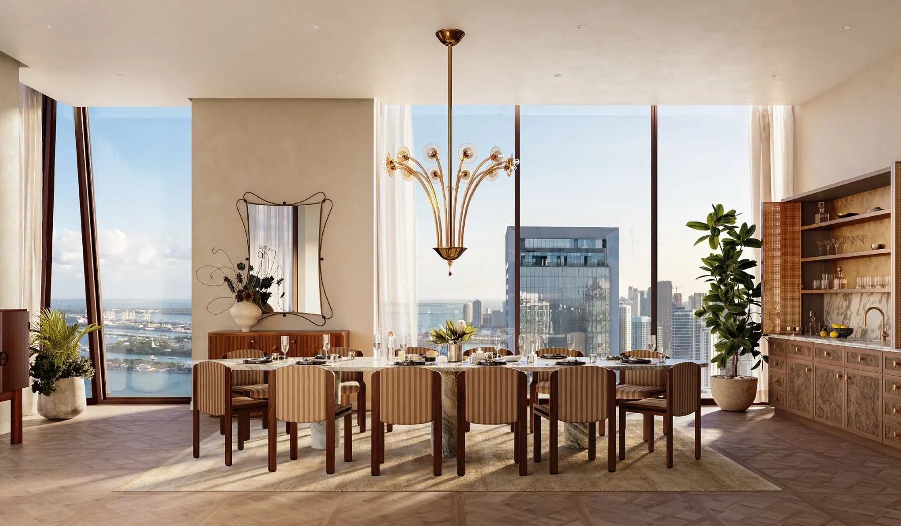 Living room with a view across the bay