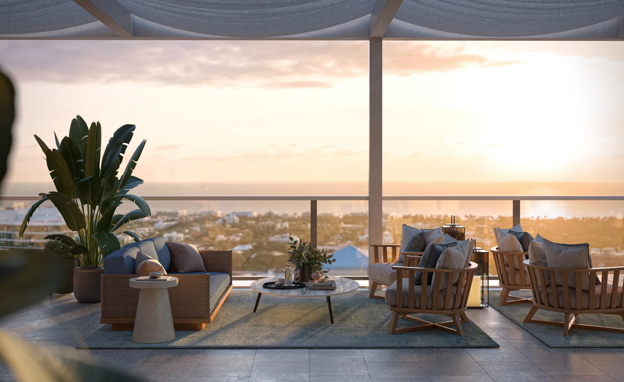 Rendering of the rooftop bar and dining terrace