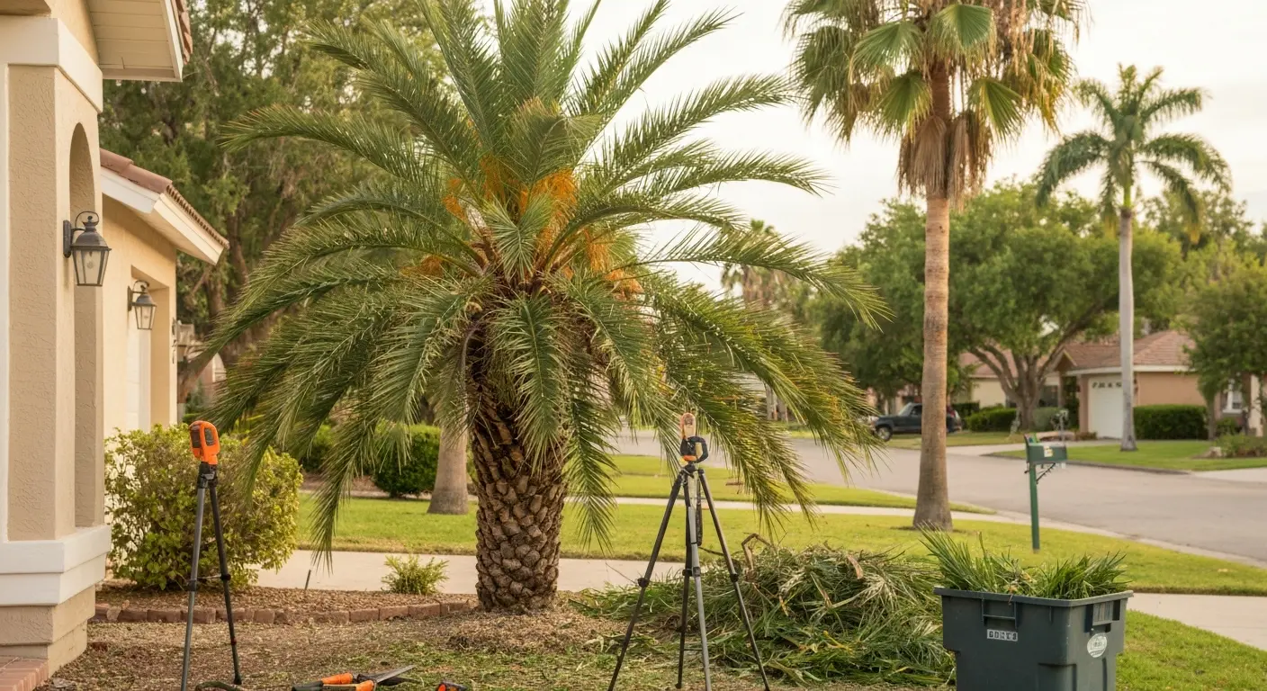Palm tree trimming